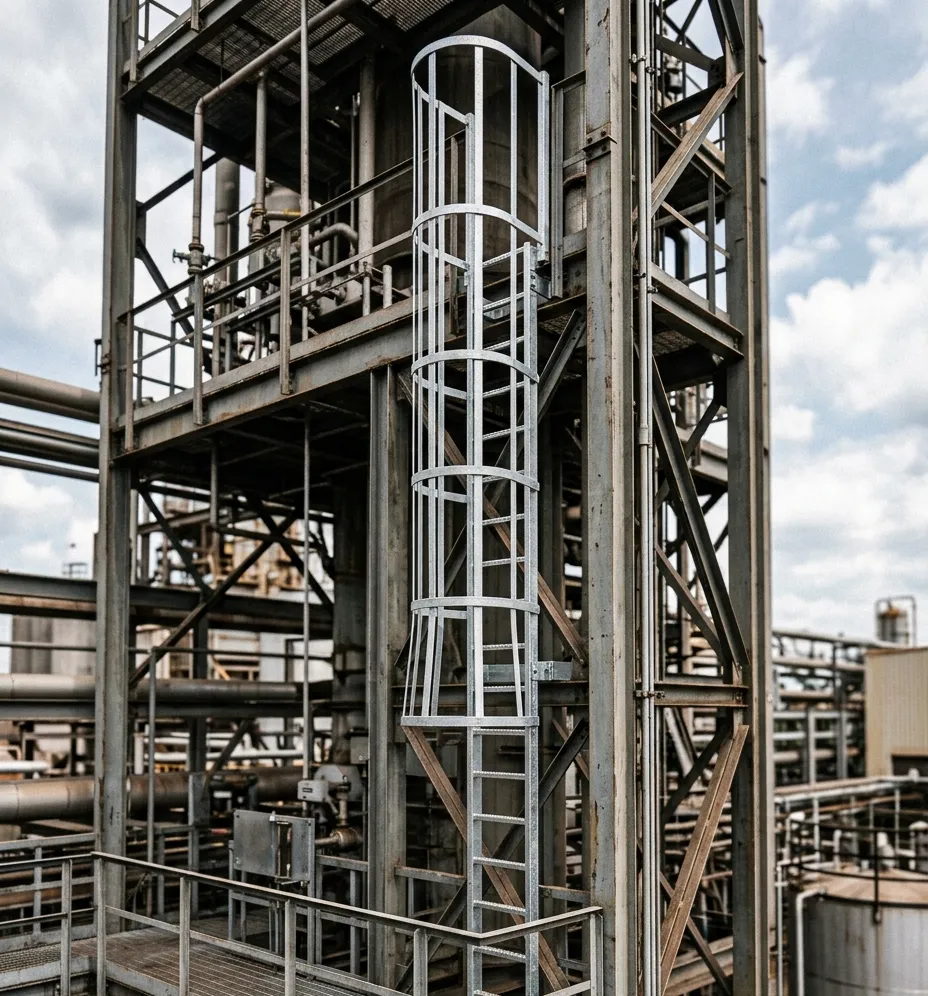 Durable steel cat ladders installation in Dubai and Sharjah for safe vertical access