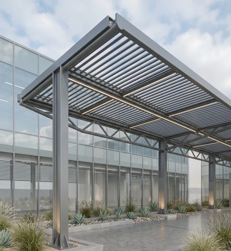 Modern metal pergolas for residential and commercial landscapes in Dubai
